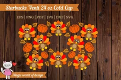 Thanksgiving day svg, Turkey Full Wrap Venti Cold Cup 24 oz Product Image 3