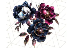 Gothic Floral PNG, Dark Aesthetic Flowers Clipart Print Product Image 2