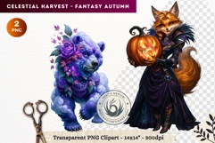 Autumn Fantasy Clipart PNG Celestial Steampunk Harvest Product Image 1