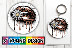 Cheerful Round Car Coaster PNG, Dripping Lips Product Image 1