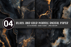 Black and Gold Marble Digital Paper Product Image 1