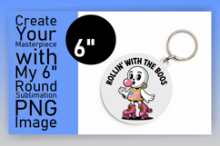 Cute Circle PNG Keychain Design , Funny Ghost Product Image 1