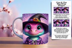 Vivid 15oz Mug Wrap Png Template , Halloween Dino Product Image 1