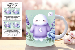 VIBRANT 11oz Mug Wrap PNG Template , Cute Ghost Product Image 1