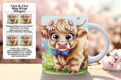 Trendy 15oz Mug Wrap Png Design , Cute Cow Product Image 1