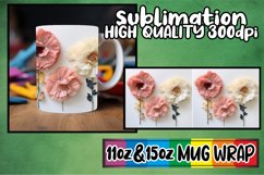 Vibrant 3D Floral Mug Sublimation - 11oz/15oz Wrap Product Image 1