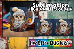 Festive Owl Mug Wrap Christmas 11oz 15oz Sublimation Product Image 1