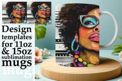 Melanin Marvel: Bold Striped Portrait Mug Wrap,11oz/15oz Product Image 1