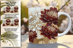 Warm 11oz Mug Wrap Png Template , 3D Flower Product Image 1