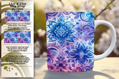 Modern 11oz Mug Wrap Png Template , Watercolor Patter Product Image 1