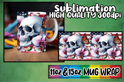 Cheerful thoughts 11oz 15oz sublimation wrap, Skull USA Product Image 1