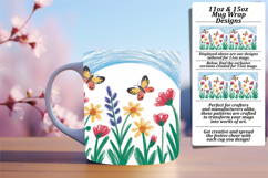 VIVID 15oz Mug Wrap PNG Template , Flowers Product Image 1
