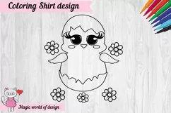 Easter Coloring Shirt Svg, Chicken in flowers svg Product Image 2