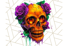 Bright Sugar Skull PNG Clipart, Halloween Colorful Skull Png Product Image 5