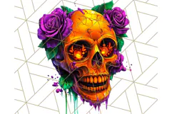 Bright Sugar Skull PNG Clipart, Halloween Colorful Skull Png Product Image 5