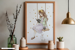 Hand-drawn Easter Reading Girl Clipart Product Image 7