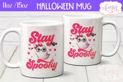 Stay spooky mug wrap sublimation PNG, Pink Halloween mug PNG Product Image 1