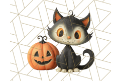 Retro Halloween Clipart Vintage PNG Graphics, 50s Holiday Product Image 5
