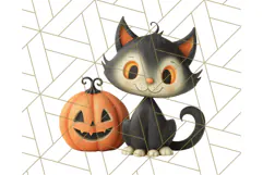 Retro Halloween Clipart Vintage PNG Graphics, 50s Holiday Product Image 5