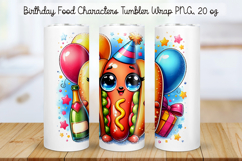 Birthday Food Character Tumbler Wrap PNG 20 oz Product Image 1