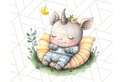 Sleeping Baby Animals PNG, Cozy Pajama Bedtime Clipart Png Product Image 5