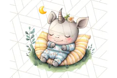 Sleeping Baby Animals PNG, Cozy Pajama Bedtime Clipart Png Product Image 5