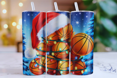Merry Basketball Tumbler Wrap | Christmas Wrap Product Image 1