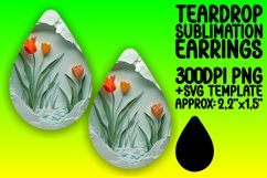 Floral 3D Hole Teardrop Earrings Sublimation Pattern Product Image 1