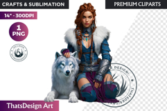 Fantasy Boreal Winter Girl Warrior &amp; Ice Queen Clipart Product Image 1