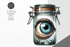 Halloween clipart, Glass jar, Eye, Autumn clipart Product Image 1