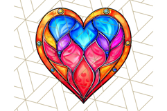 Stained Glass Hearts and Butterflies Clipart PNG Product Image 5