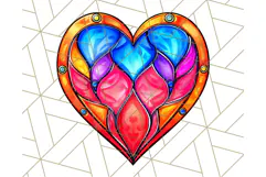 Stained Glass Hearts and Butterflies Clipart PNG Product Image 5