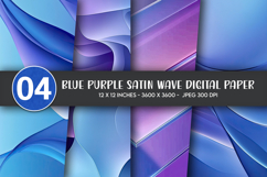 Blue Purple Satin Wave Digital Paper Product Image 1