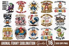 Animal Funny Quotes Sublimation Clipart Bundle PNG Product Image 1