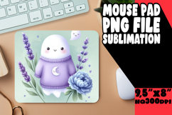 Cheerful Mouse Pad Sublimation Style, Cute Ghost Product Image 1