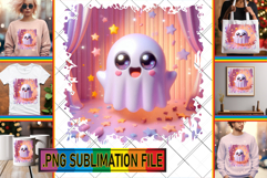 Dazzling Tote Bag Designs PNG, 3D Cute Ghost Product Image 1