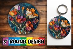 Flower-Themed Sublimation Keychain &amp; Coaster Product Image 1