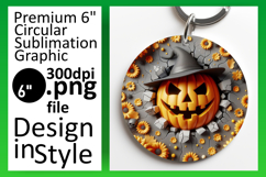 Vibrant Keychain Round Design PNG , 3D Pumpkin Product Image 1