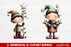 Whimsical Elf Clipart | Cute Christmas Elf PNG Illustration Product Image 1