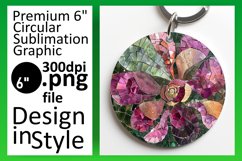 Abstract Floral Round Design Sublimation Keychain Product Image 1