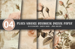 Peach Vintage Botanical Digital Paper Product Image 1