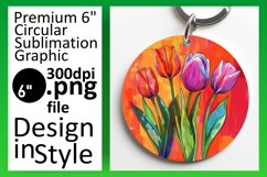 Bright Floral Pattern Keychain Round Design Circle Product Image 1
