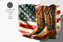 Cowboy boots and hat clipart, Patriotic clipart Product Image 1