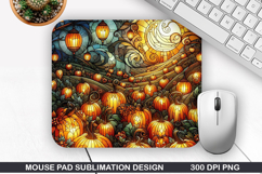 Pumpkin Mouse Pad Sublimation, Halloween Mouse Pad PNG Product Image 1