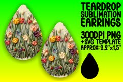 Radiant Bloom Sublimation Teardrop Earring Design PNG Product Image 1