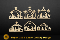 Santa sleigh reindeer flying wooden decorations image Laser Product Image 1