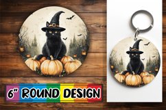 Halloween Cat Round Design for Sublimation Autumn/Fall Product Image 1