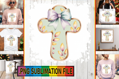 Bright Tote Bag Art Ideas PNG, Cross and Bow Product Image 1