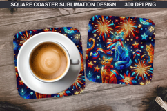 Vibrant Fox Coaster Sublimation, 4th Of July Coaster PNG Product Image 1