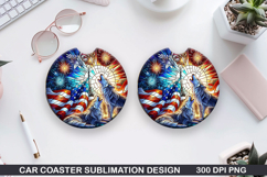 Dog Car Coaster Sublimation, 4th Of July Coaster PNG Product Image 1
